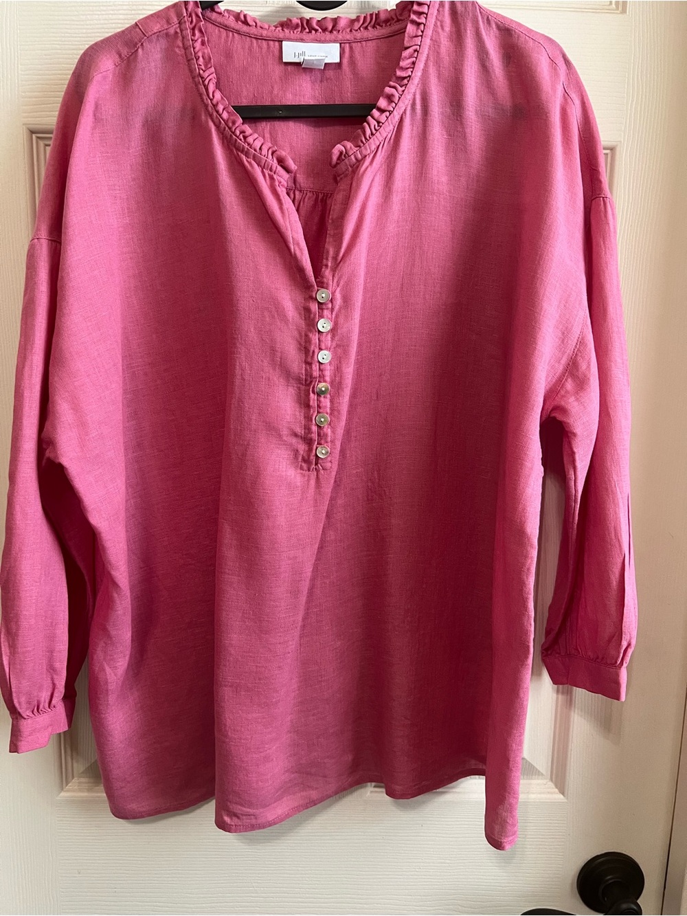 J. Jill Love Linen 3/4 Sleeve Pink Tunic Top